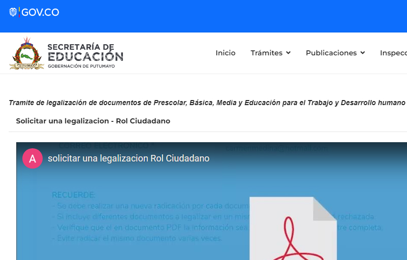 Tramite de legalización de documentos de Prescolar, Básica, Media y Educación para el Trabajo y Desarrollo humano