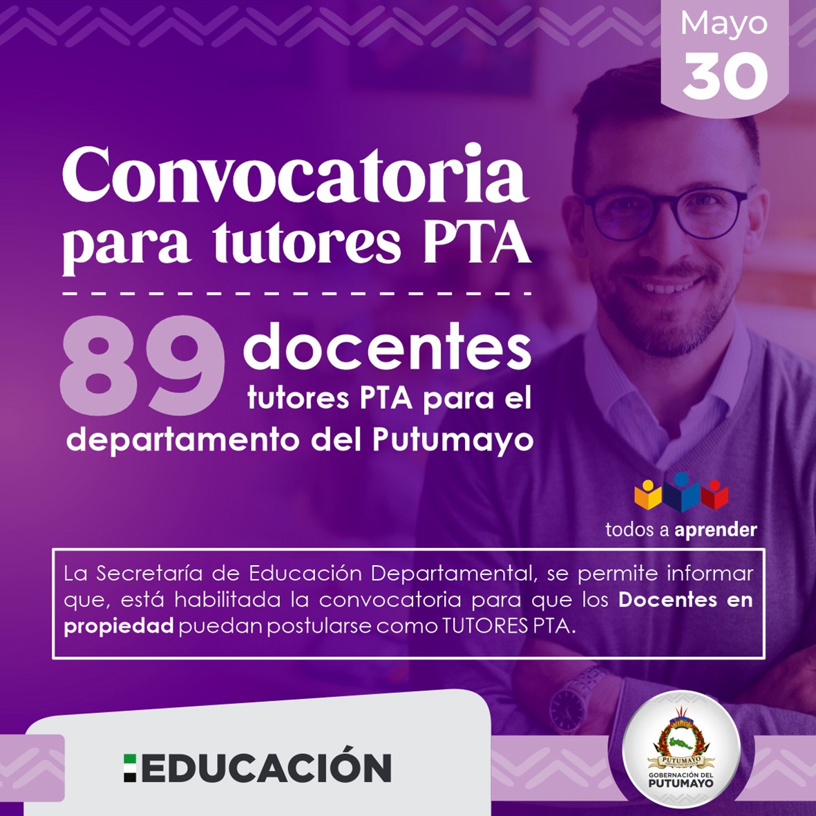 Convocatoria para Tutores  PTA  Sed Putumayo 2024