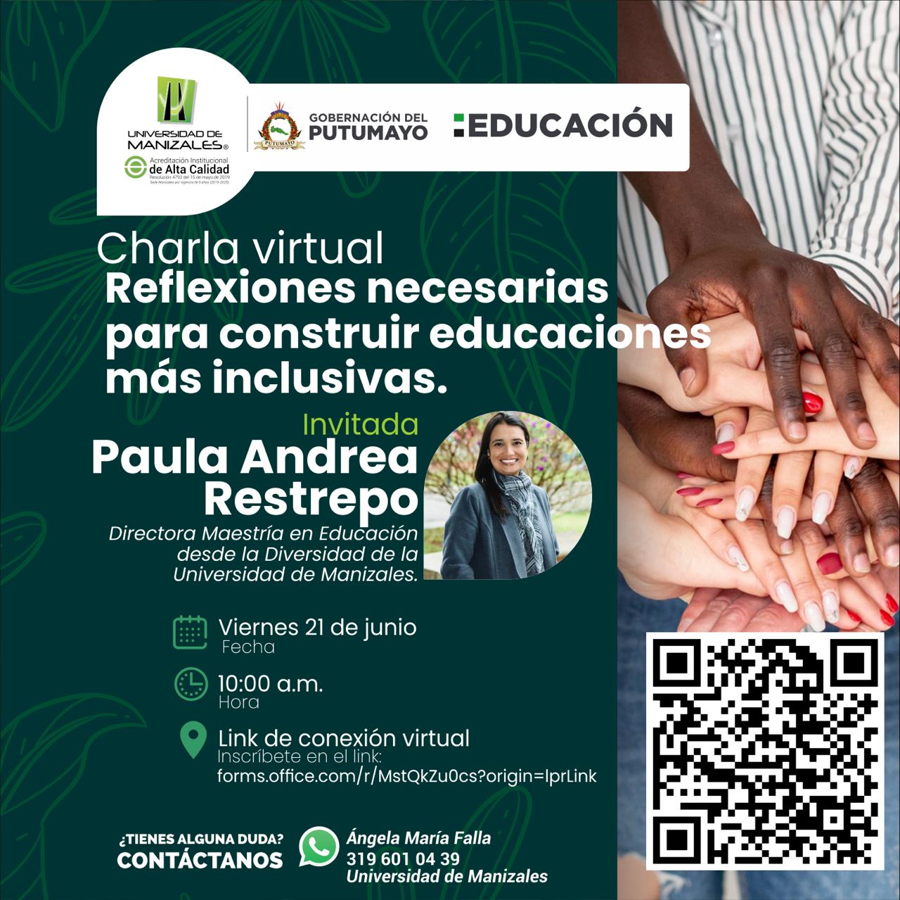 Charla Virtual Reflexiones Necesarias para construir educaciones mas inclusivas