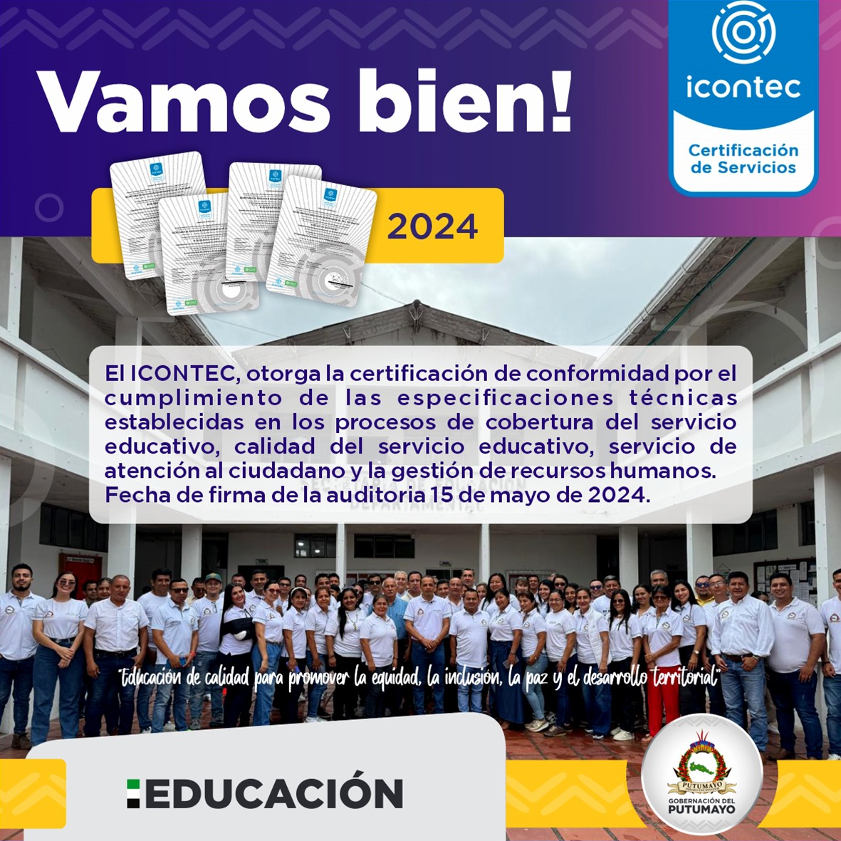 Secretaría de Educación ratificada procesos ICONTEC